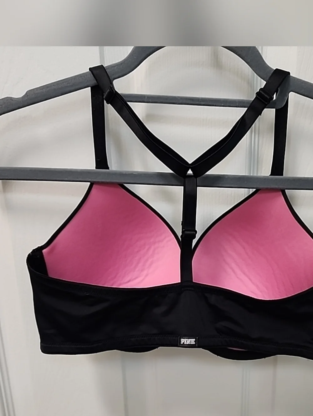 PINK by Victoria Secret Eveywhere Push-up Front Closure T-Strap Bra Black 34D